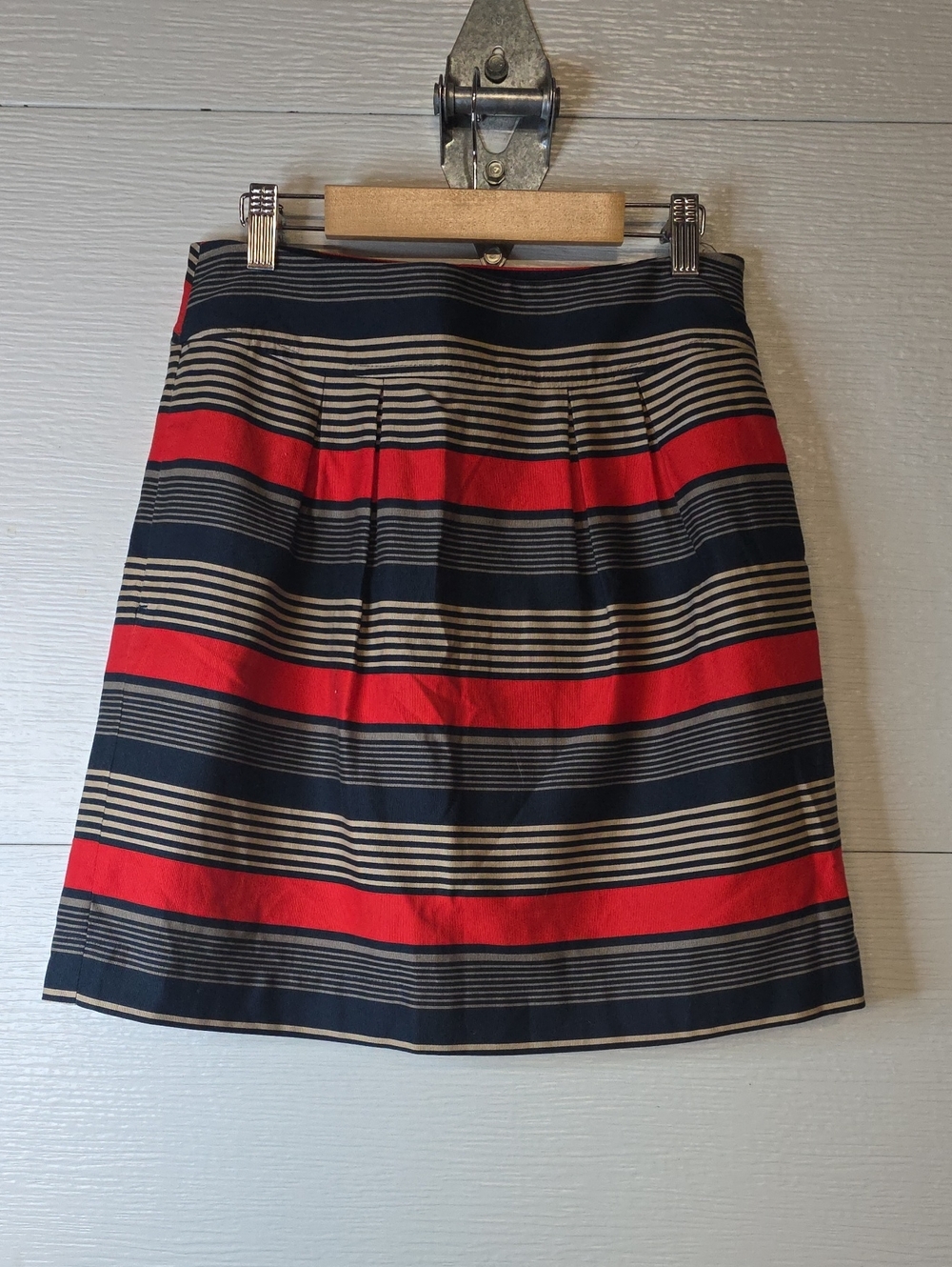 Banana Republic Navy, Red and Tan Striped Mini Skirt